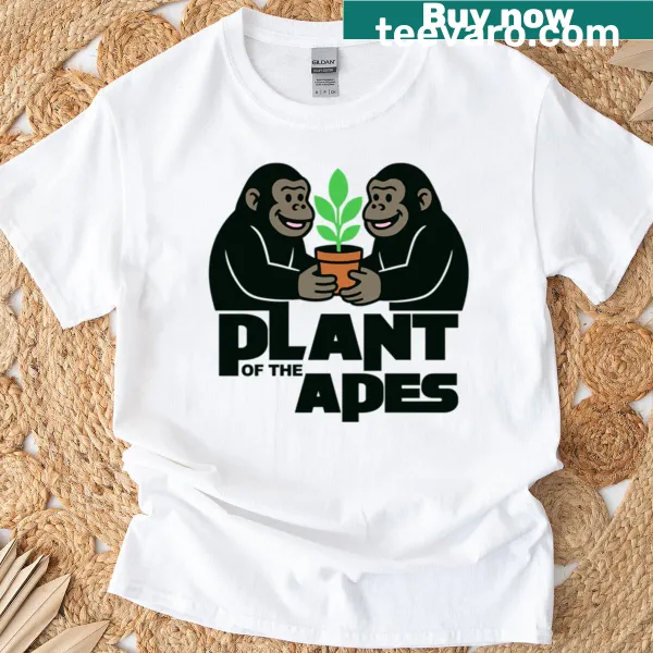 Humorous Plant of the Apes T-shirt with playful graphics