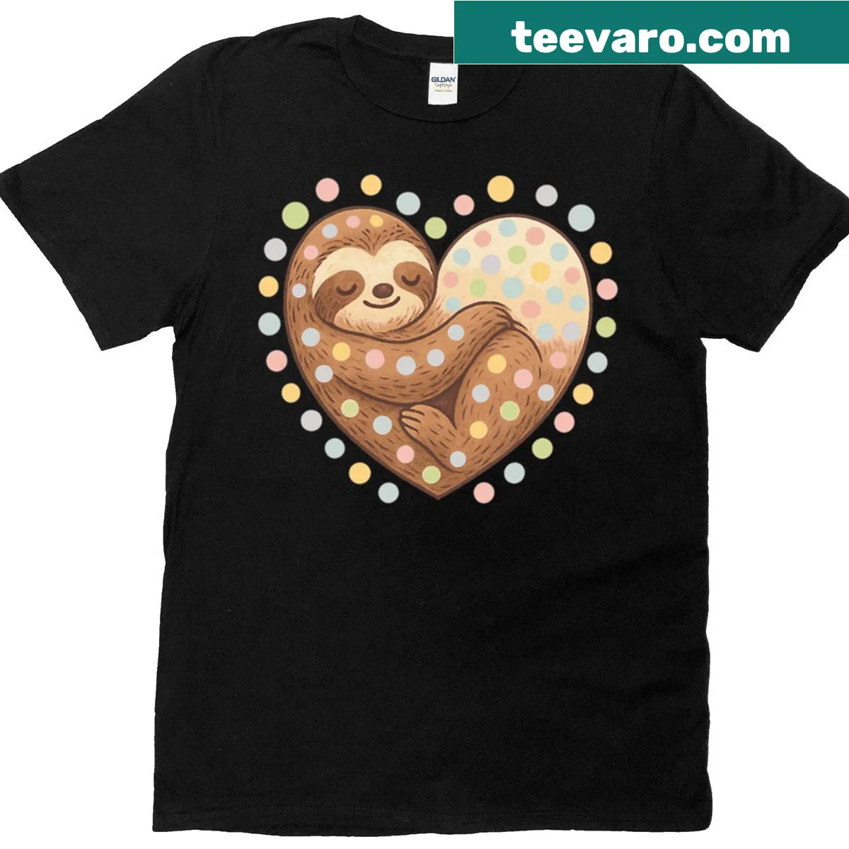 Cute cartoon sloth design with polka dots on a T-shirt — on a men's t-shirt