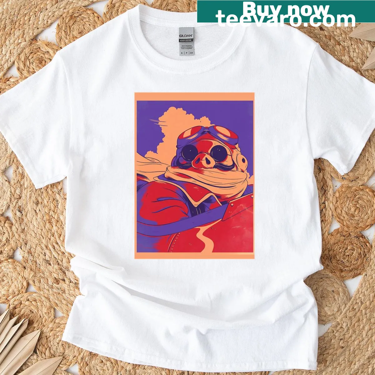 Whimsical illustration inspired by animated characters on T-shirt — on a men's t-shirt