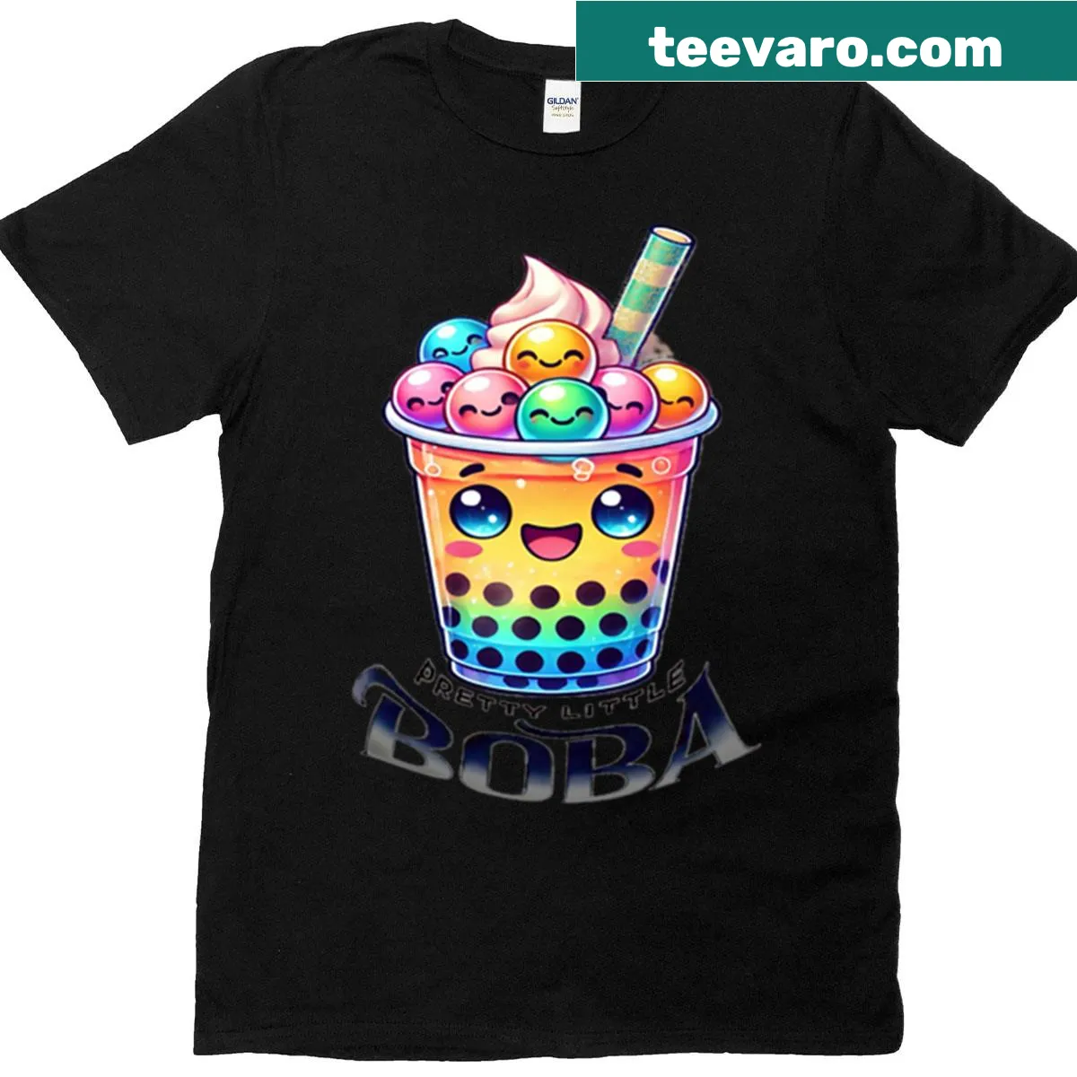 Cute T-shirt featuring a boba drink illustration. — on a men's t-shirt