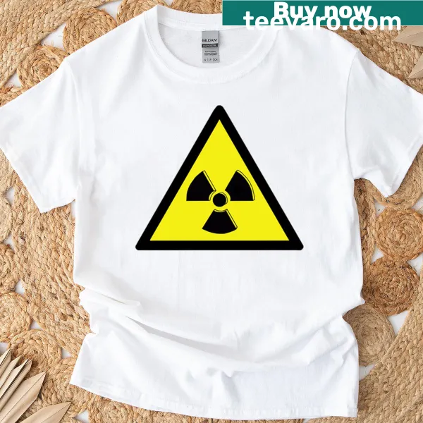 Bold radioactive symbol graphic on a t-shirt