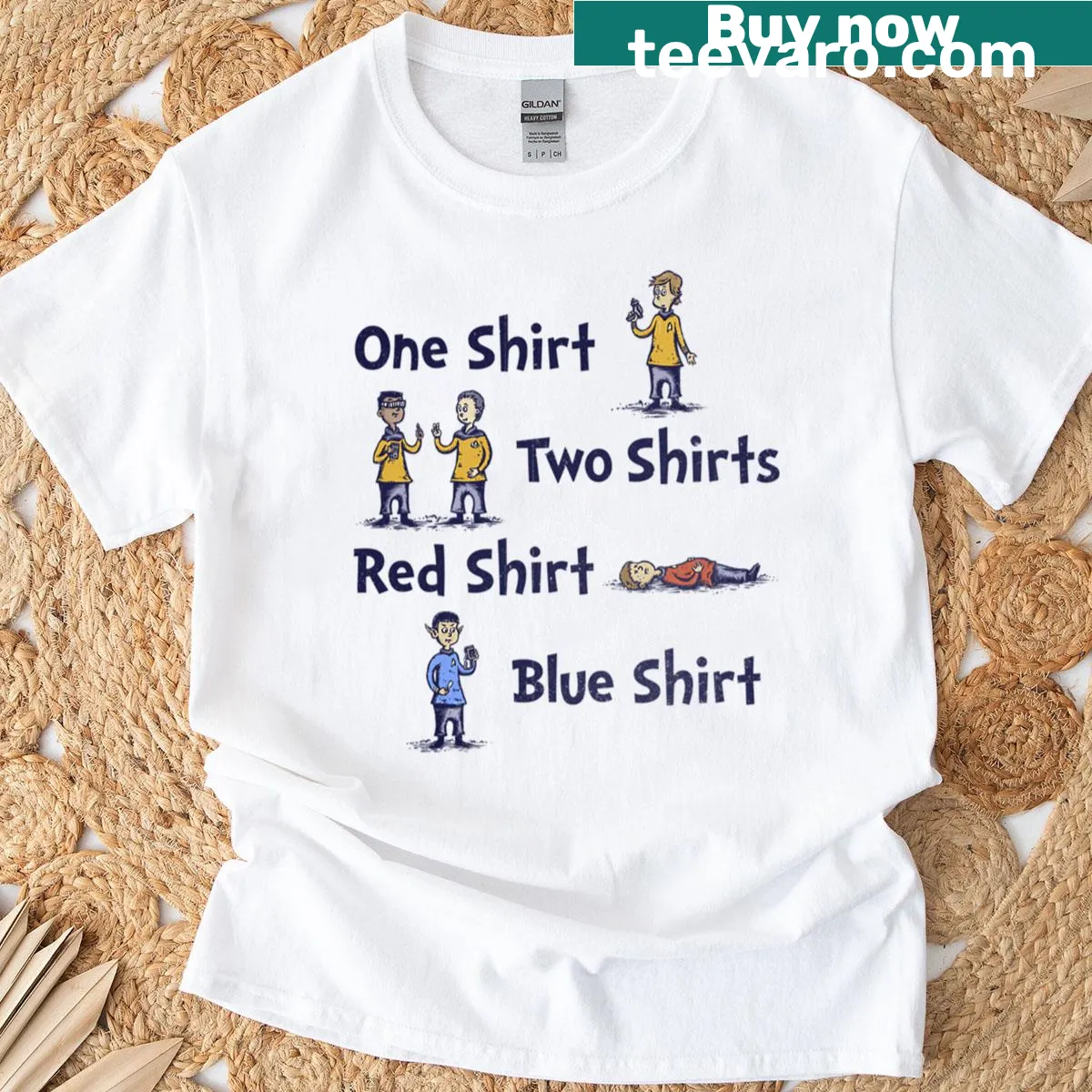 Minimalist design featuring red and blue elements on a T-shirt — on a men's t-shirt