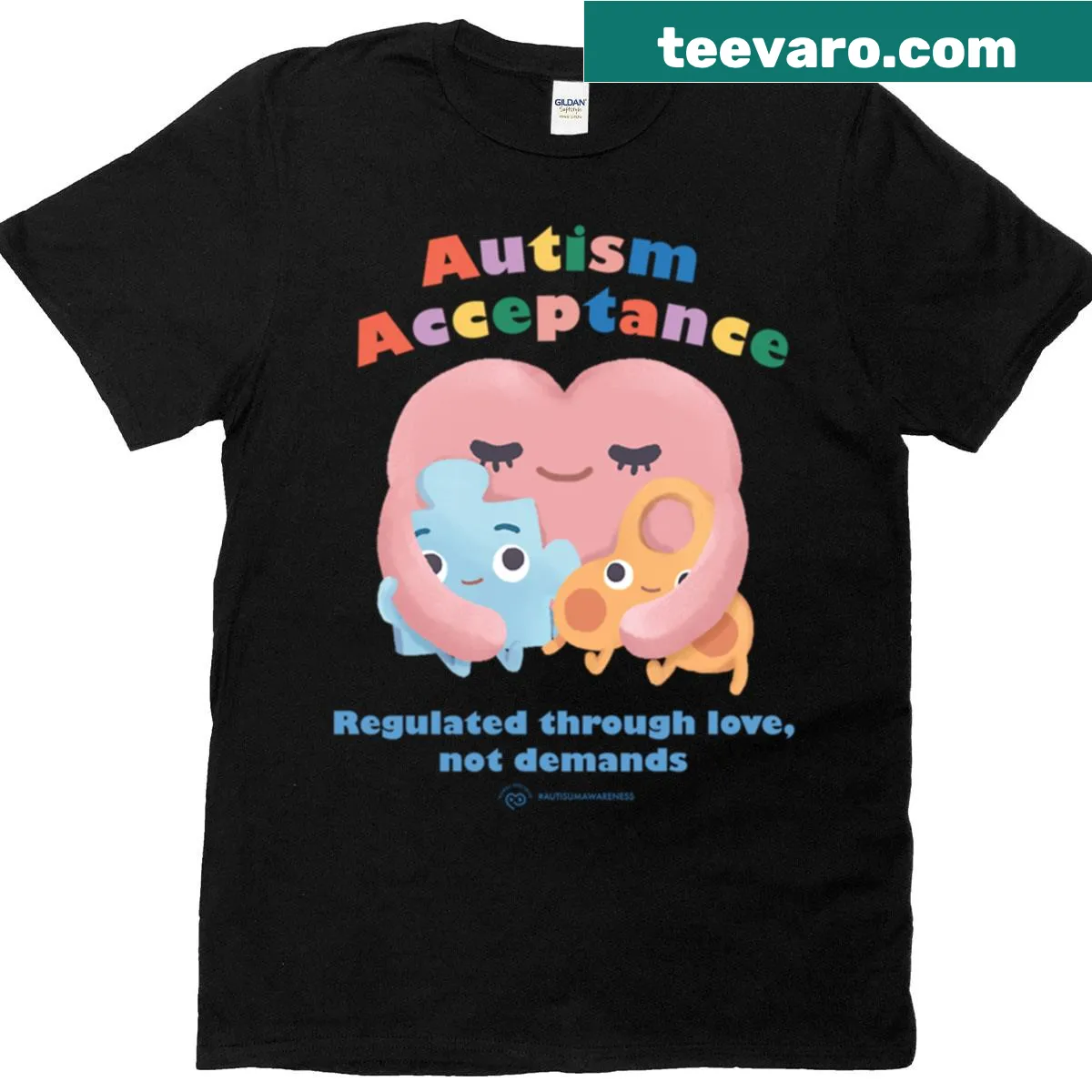 T-shirt with the phrase Regulated Through Love Not Demands — on a men's t-shirt