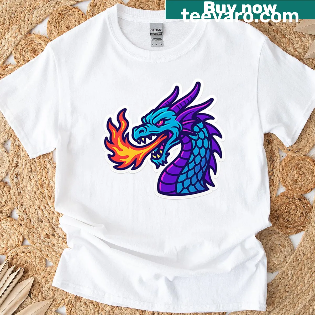 Illustration of a retro dragon on a T-shirt. — on a men's t-shirt