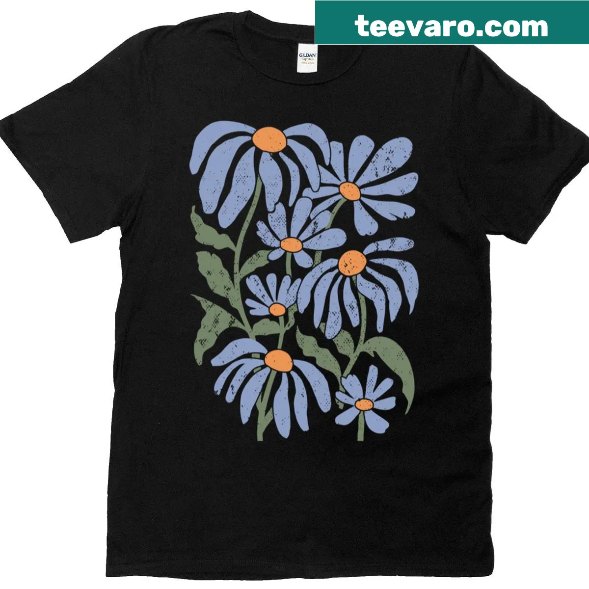 Vintage-style T-shirt with a botanical wildflower design — on a men's t-shirt