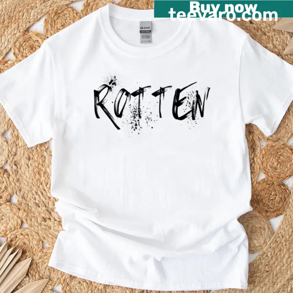 Vintage distressed T-shirt with a graphic reading 'Rotten'.