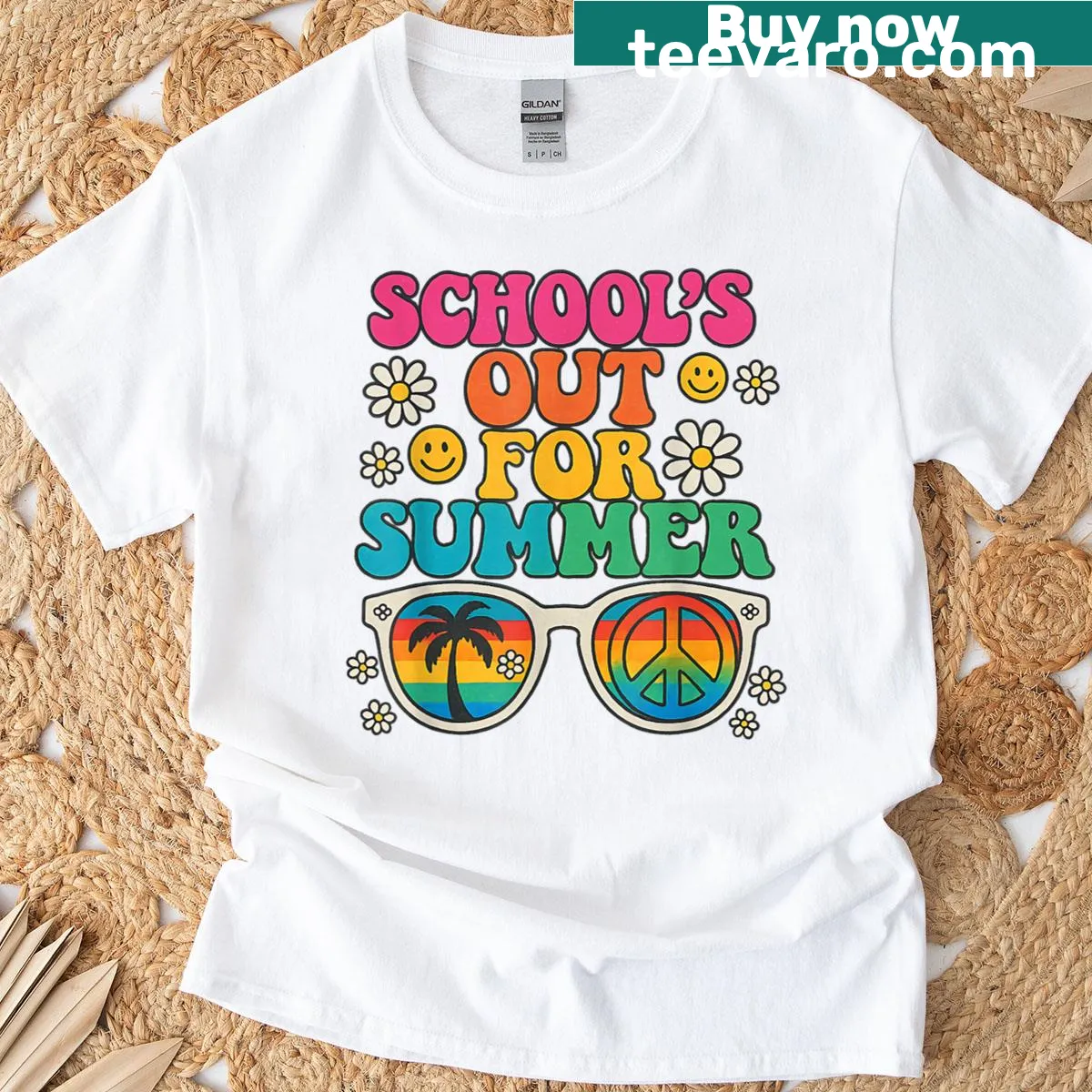 Retro rainbow sunglasses graphic on a t-shirt — on a men's t-shirt