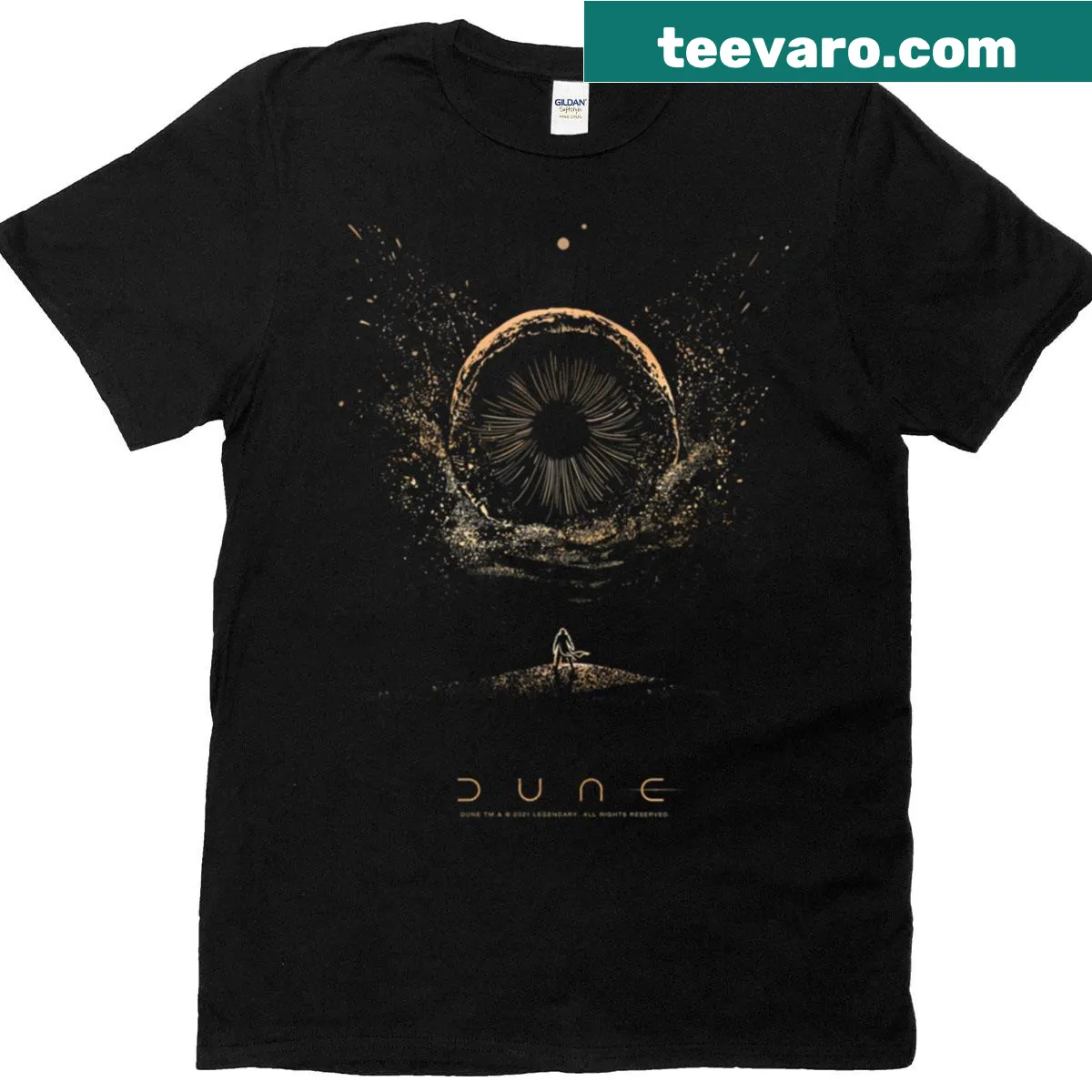 Shai-hulud sandworm T-shirt with detailed illustration. — on a men's t-shirt