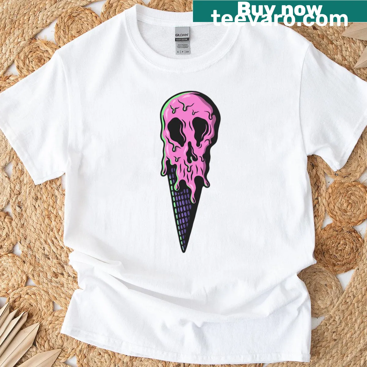 Cartoon Skull Ice Cream T-shirt with playful design — on a men's t-shirt