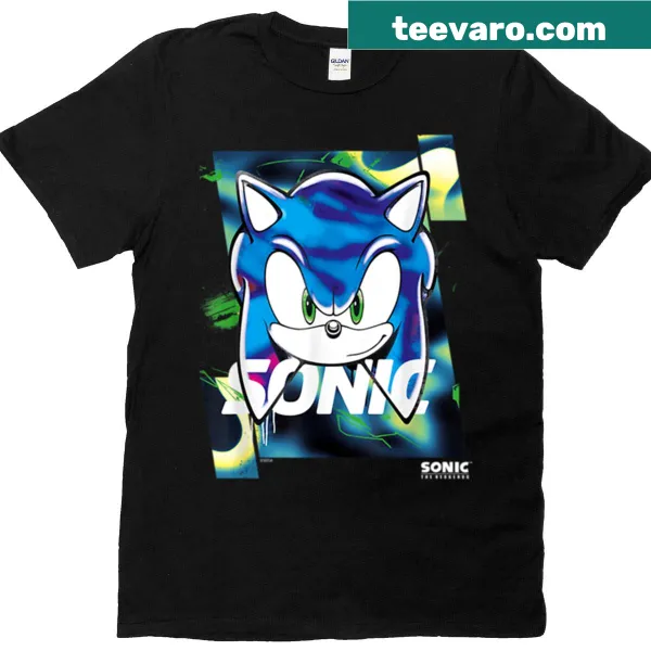 Playful graphic of Sonic the Hedgehog in action