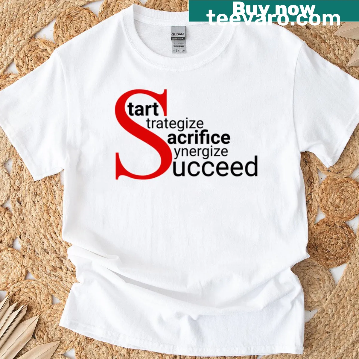 Motivational t-shirt with inspirational message in bold red text — on a men's t-shirt