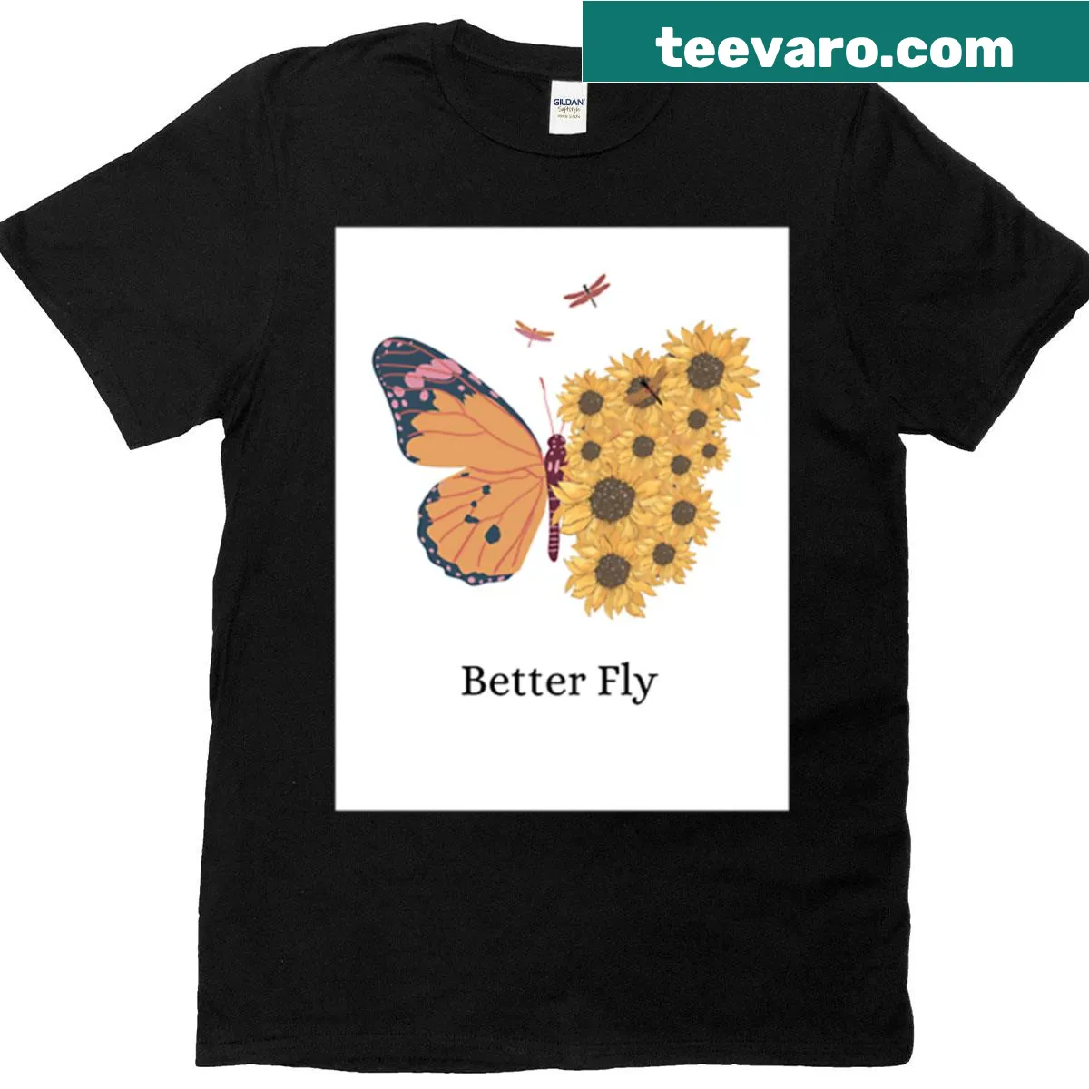 Illustrated butterfly design for a summer-themed t-shirt — on a men's t-shirt