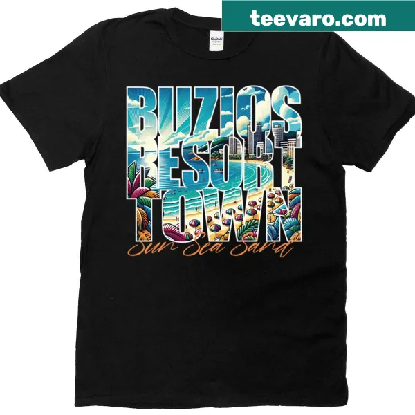 Beach-themed t-shirt celebrating Buzios and summer travel