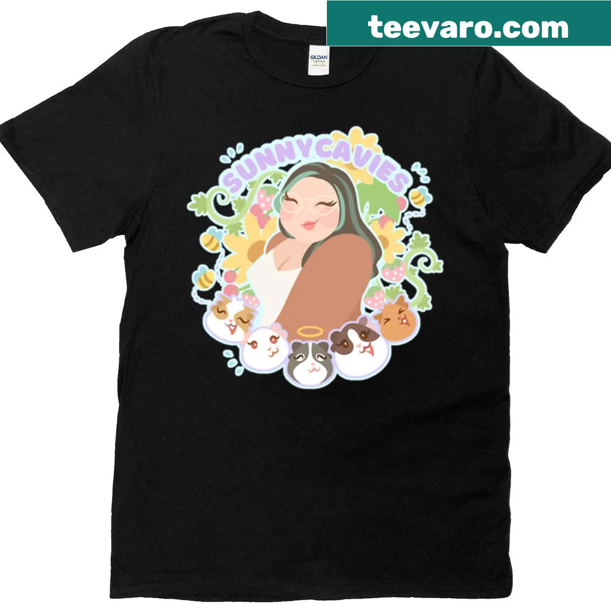Dog-themed t-shirt featuring playful Cavalier King Charles Spaniels — on a men's t-shirt