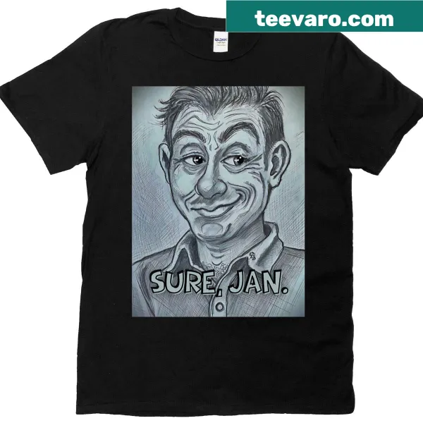 Sarcastic caricature drawing on a humorous T-shirt