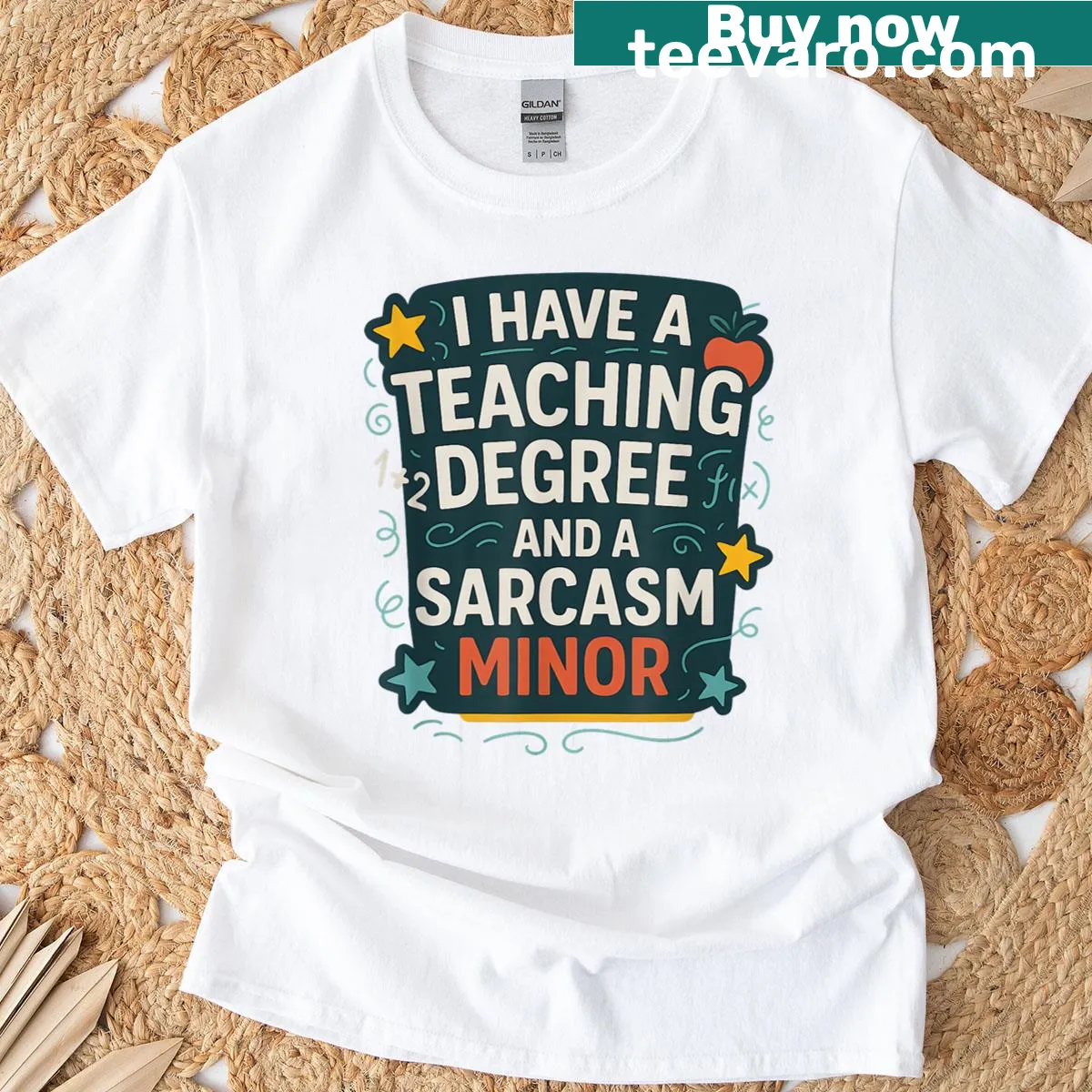 Sarcastic Teaching Degree t-shirt with bold typography — on a men's t-shirt