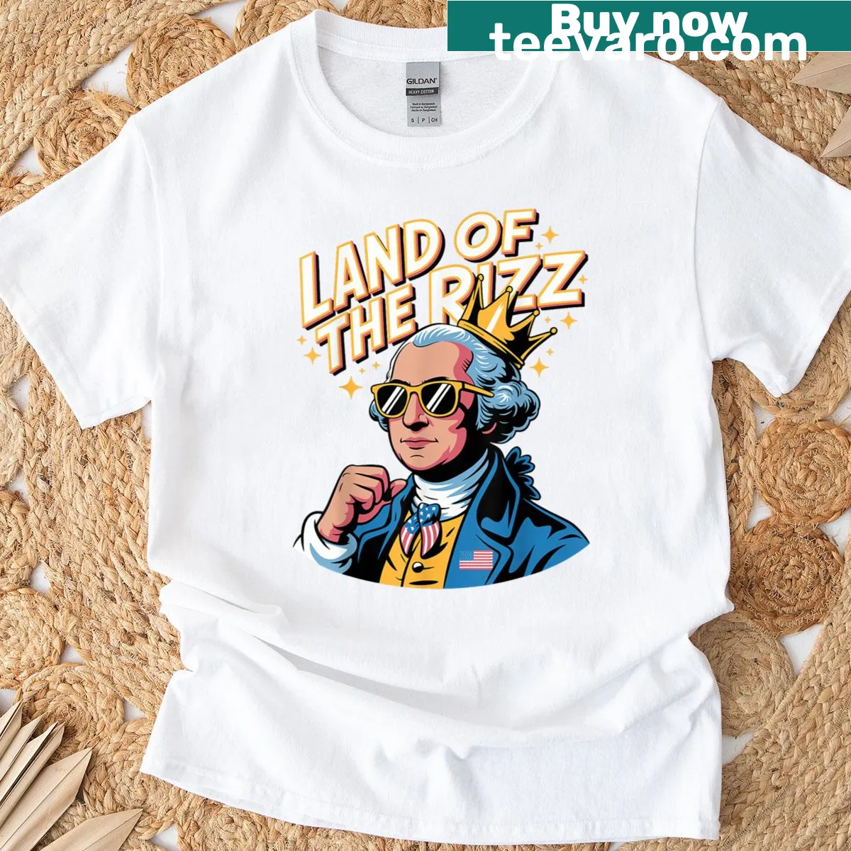 Text 'The Land Of The Rizz' in playful typography — on a men's t-shirt