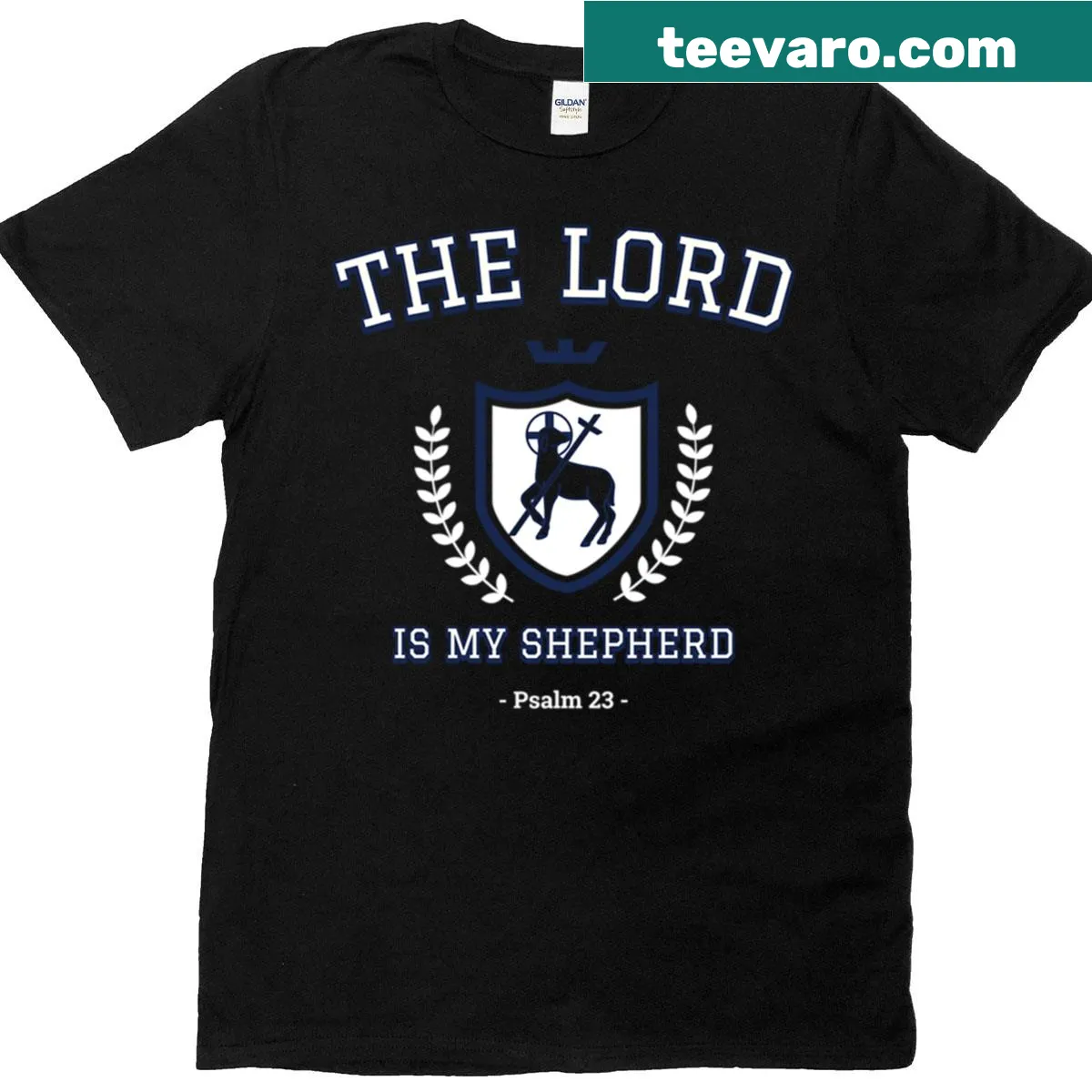 Inspirational T-shirt featuring the phrase 'The Lord Is My Shepherd' — on a men's t-shirt