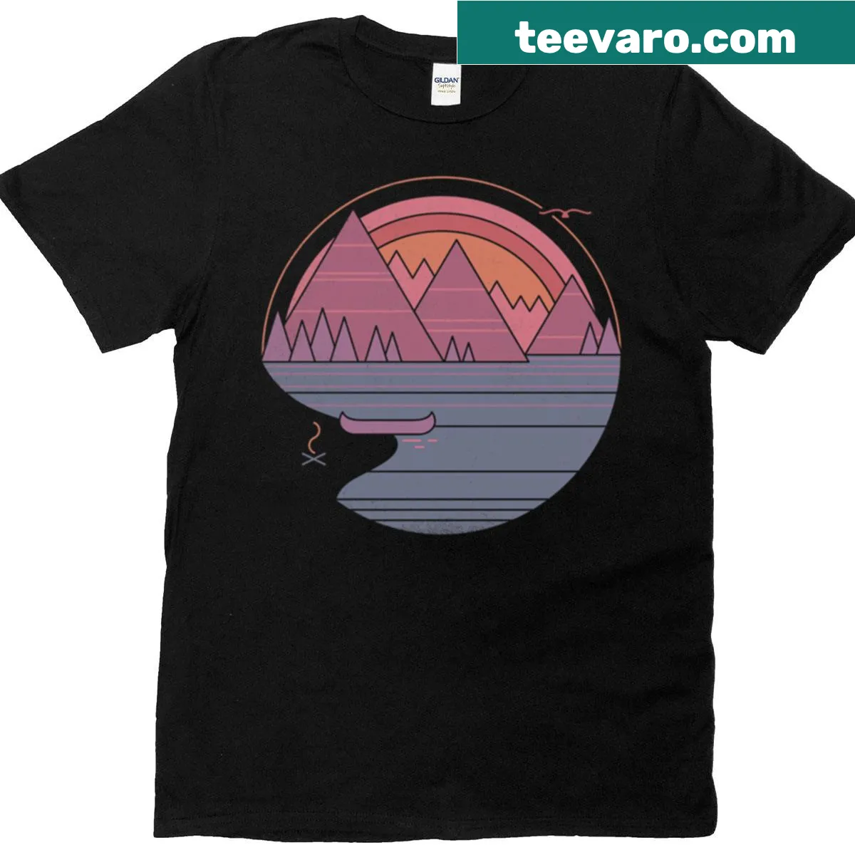 Nature-themed t-shirt with 'The Mountains Are Calling' text — on a men's t-shirt