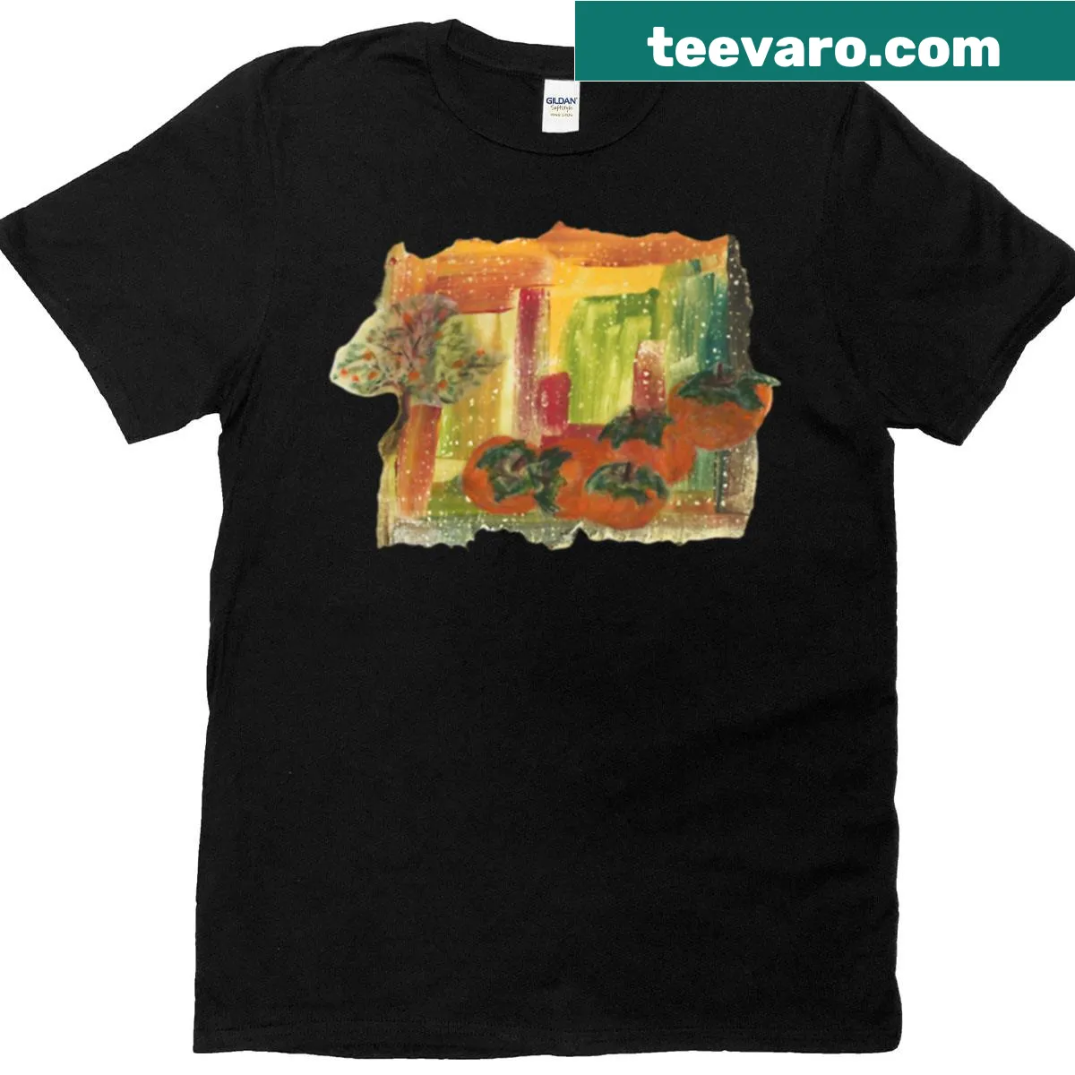 Illustration of a persimmon tree on a T-shirt — on a men's t-shirt