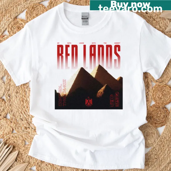 Text design inspired by the Red Lands on an oversized T-shirt