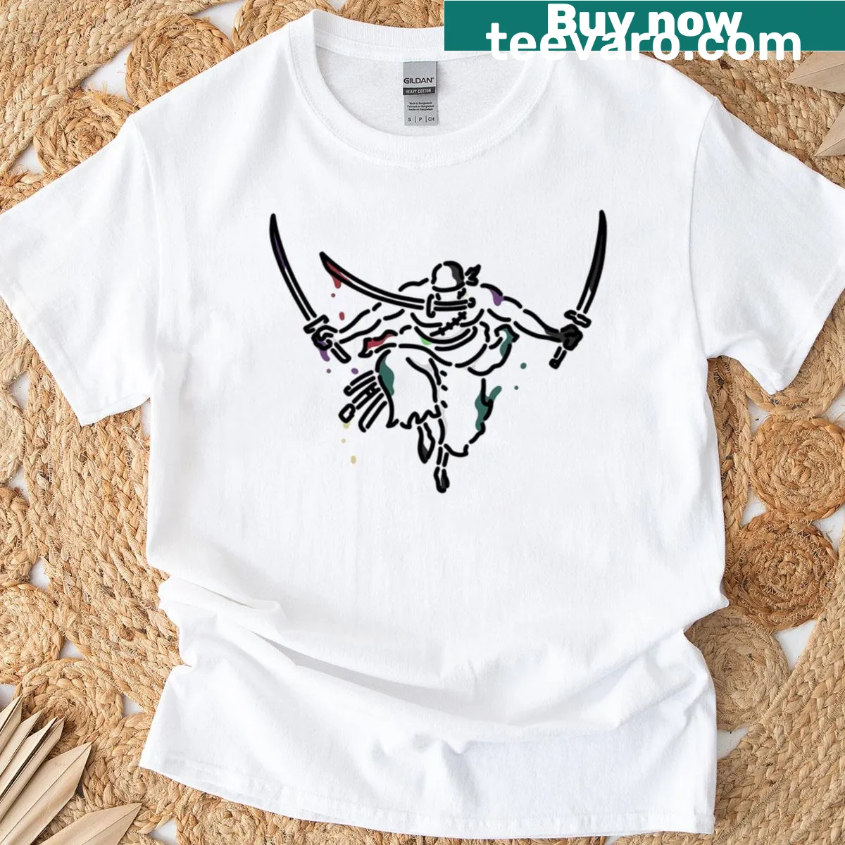 Silhouette of a swordsman on a minimalist T-shirt design — on a men's t-shirt