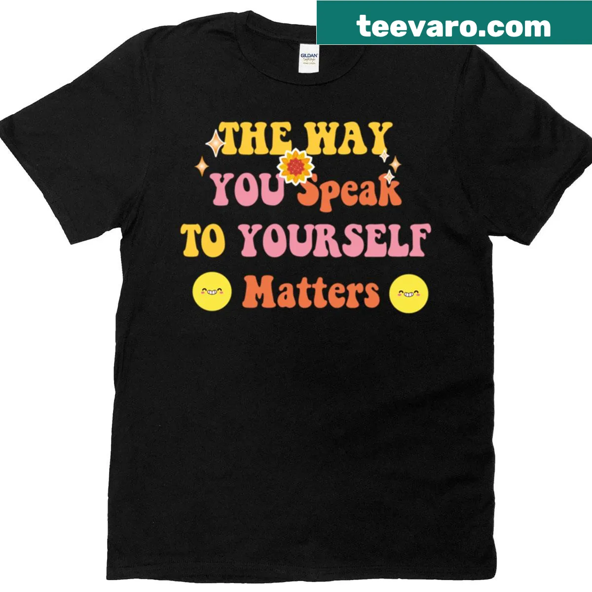 Positive self-talk reminder shirt with bold typography — on a men's t-shirt