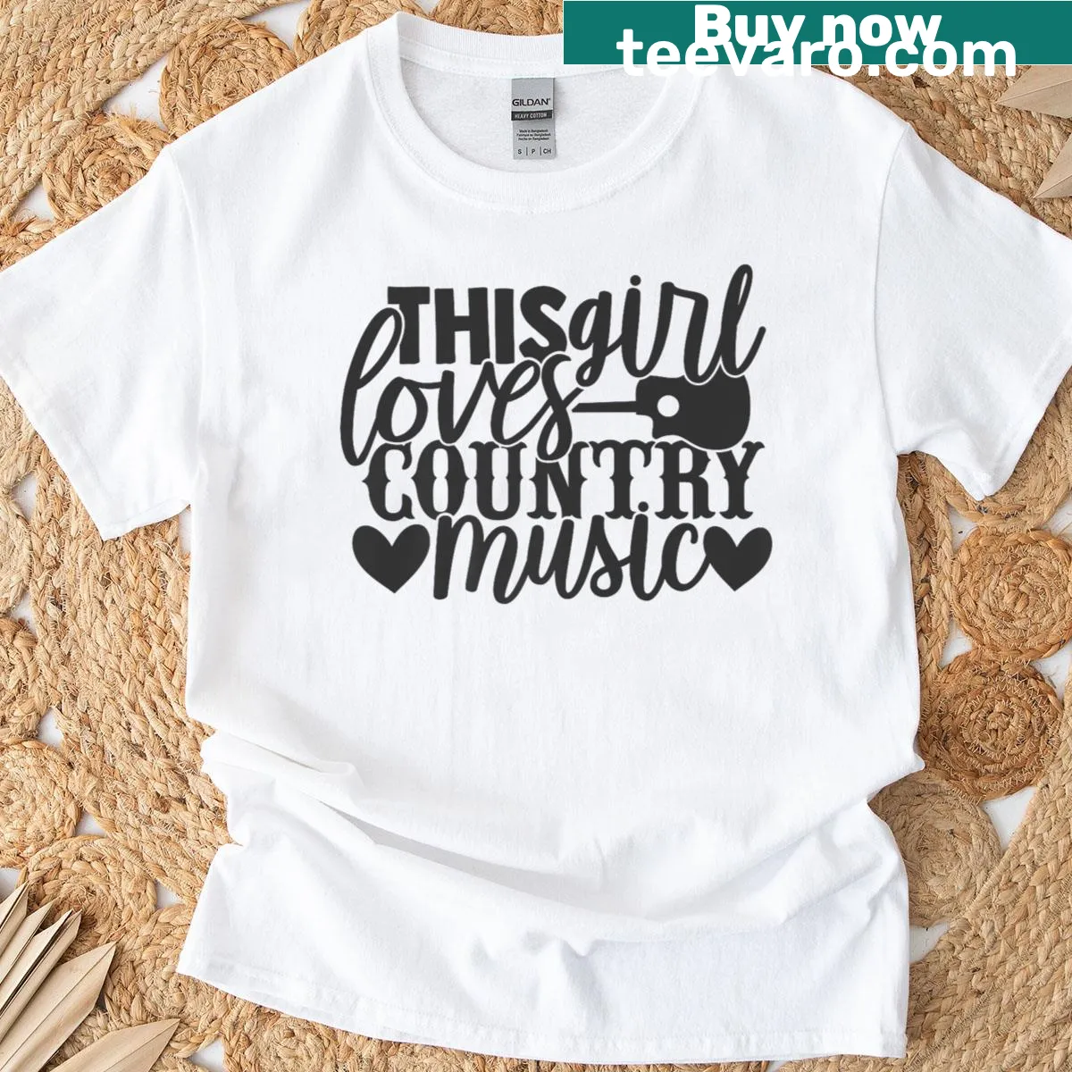 Typography stating 'This Girl Loves Country Music' on a T-shirt — on a men's t-shirt