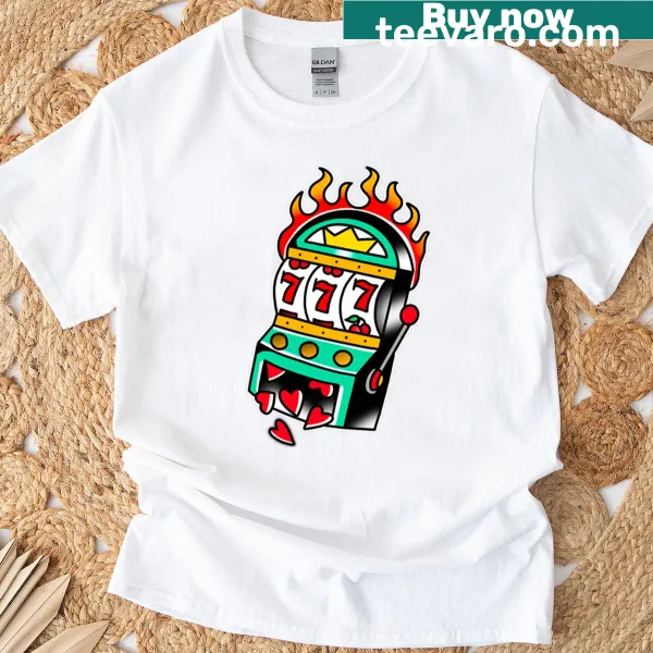 Vintage style shirt featuring a classic slot machine graphic design