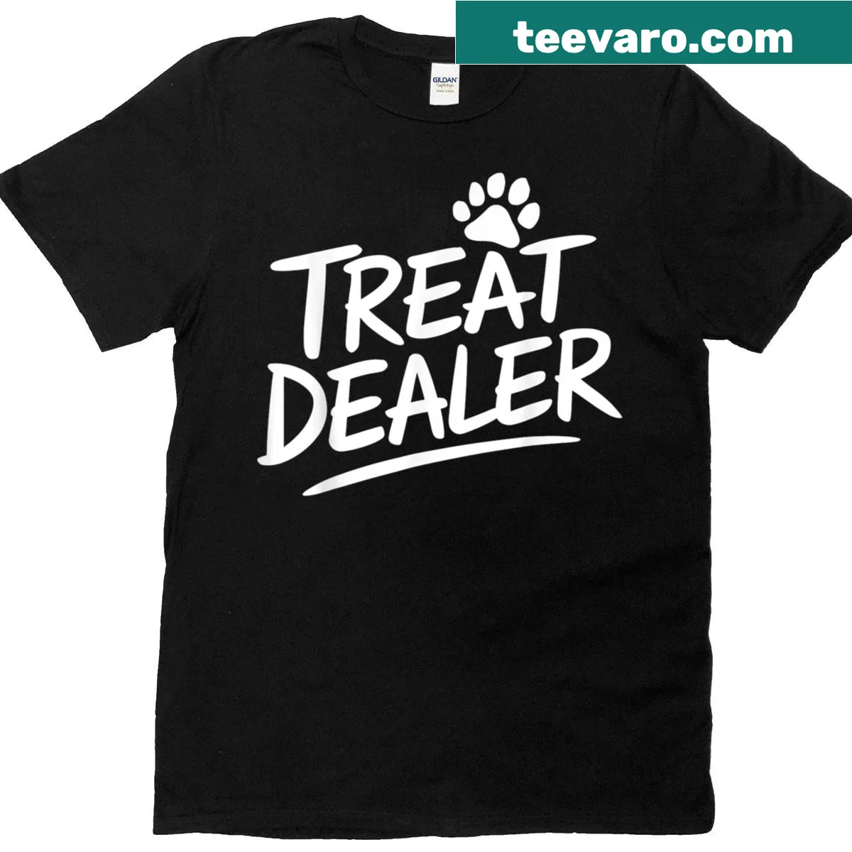 Funny Treat Dealer t-shirt for dog lovers — on a men's t-shirt