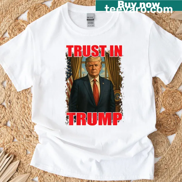 Patriotic Trust Trump USA T-shirt with bold text design