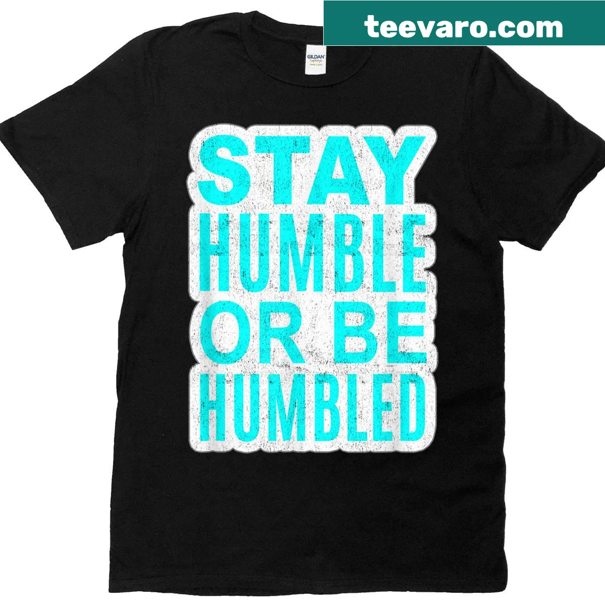 Turquoise t-shirt with the phrase The Importance Of Humility in a clean font. — on a men's t-shirt