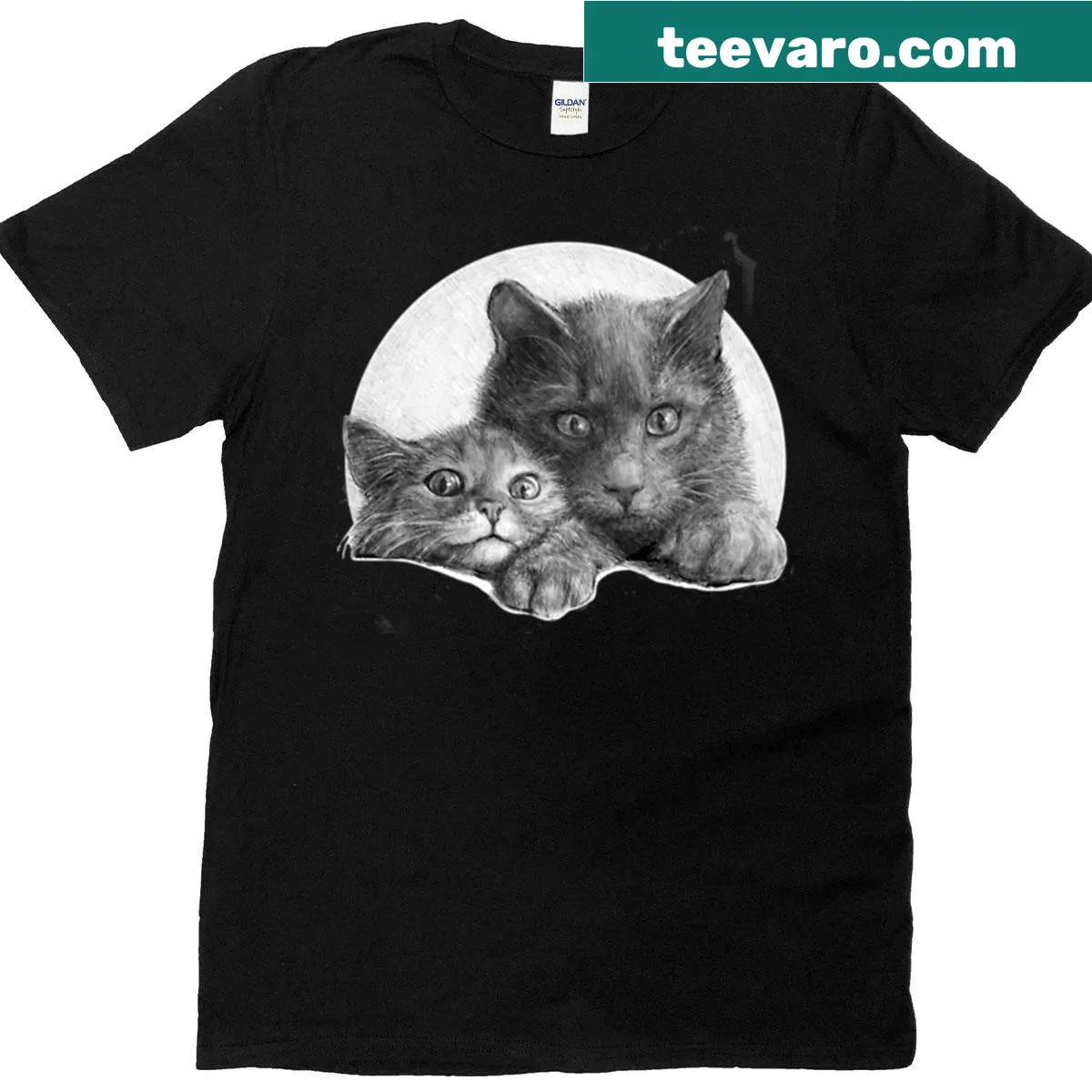 Illustrative T-shirt showing two cats in a playful design — on a men's t-shirt
