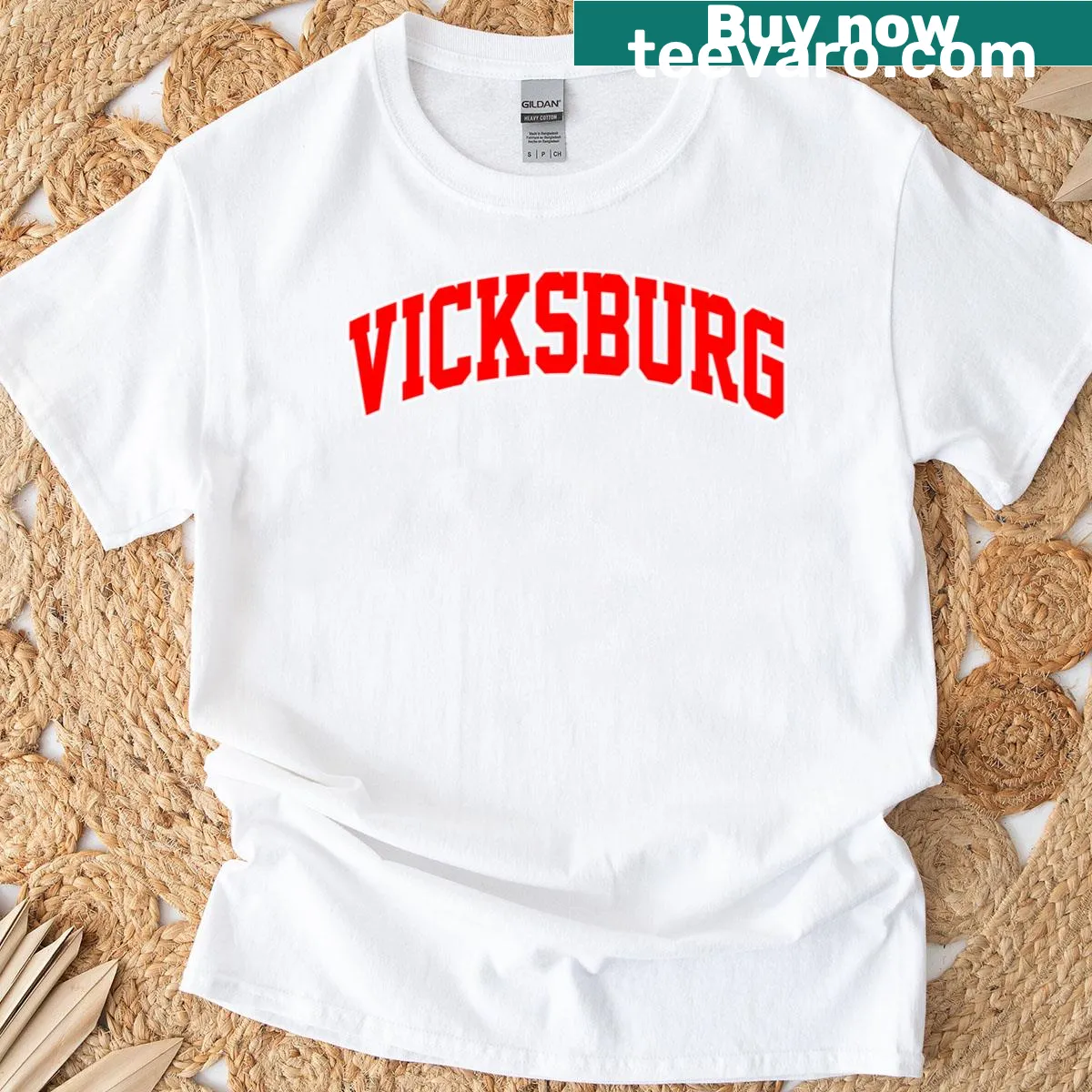 Vintage Vicksburg College T-shirt with a classic throwback graphic — on a men's t-shirt