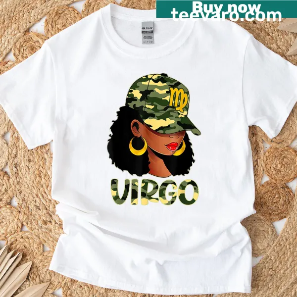 Camouflage Virgo zodiac T-shirt featuring a powerful design