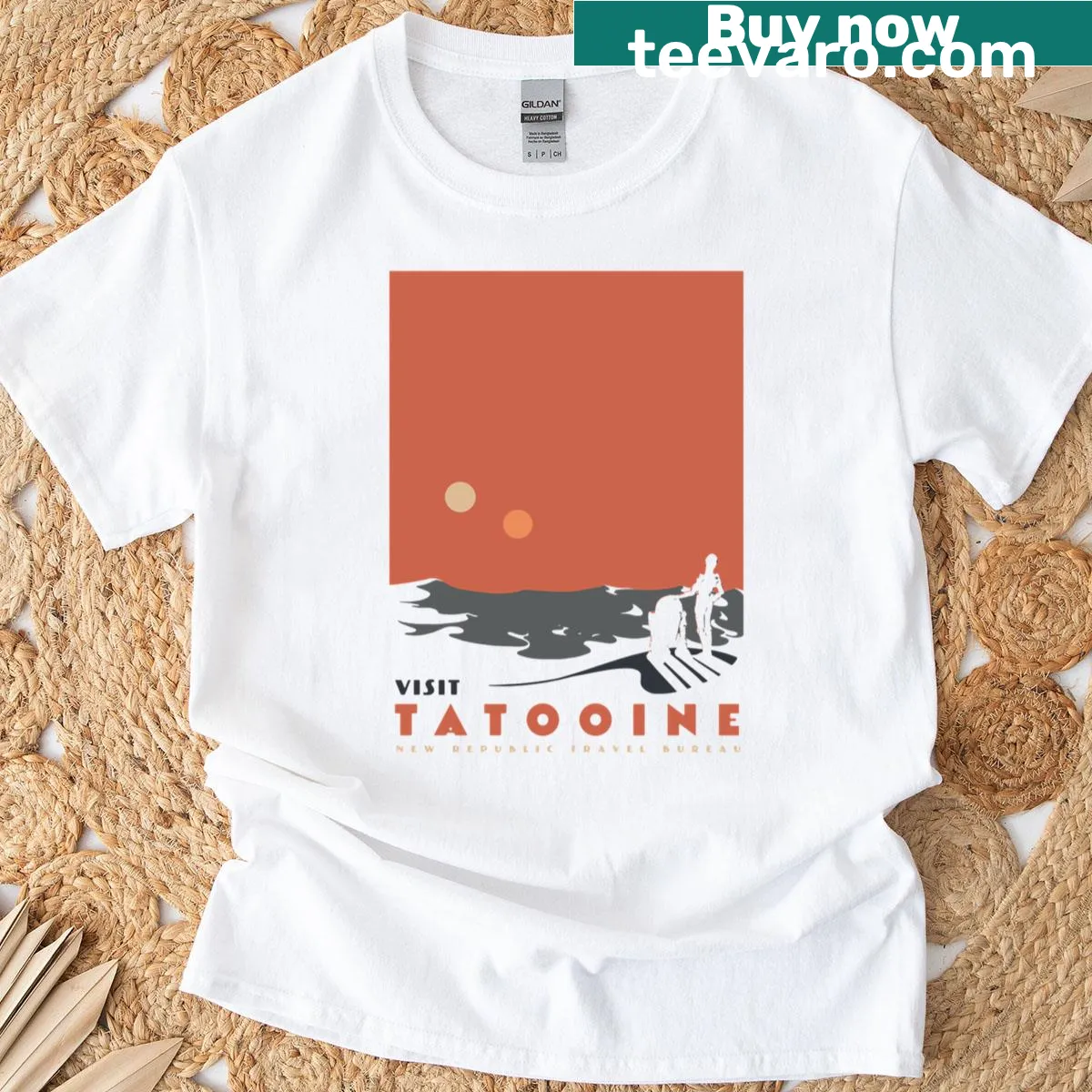 Playful T-shirt with 'Visit Tatooine' design — on a men's t-shirt