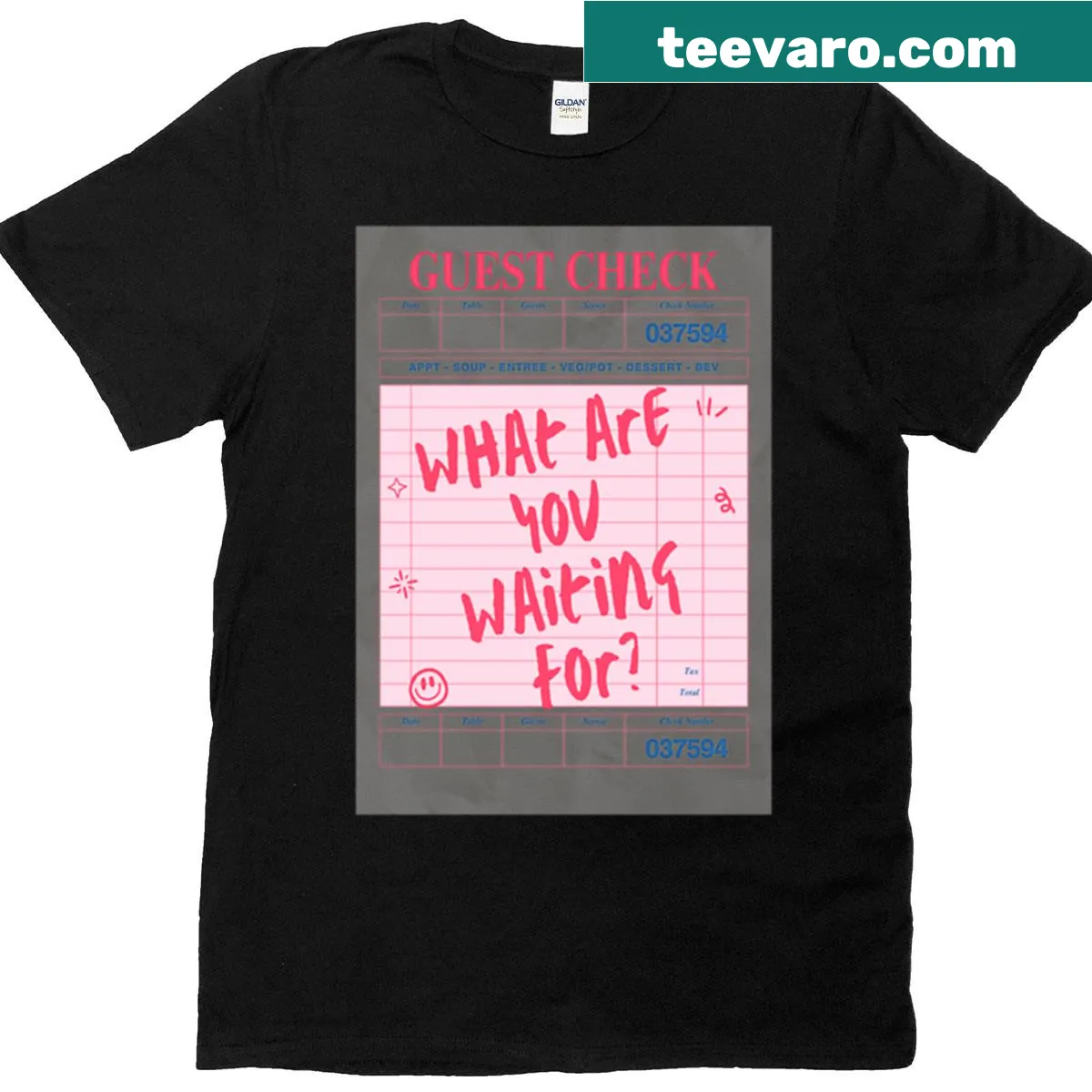 Inspirational shirt asking 'What Are You Waiting For?' in playful design — on a men's t-shirt