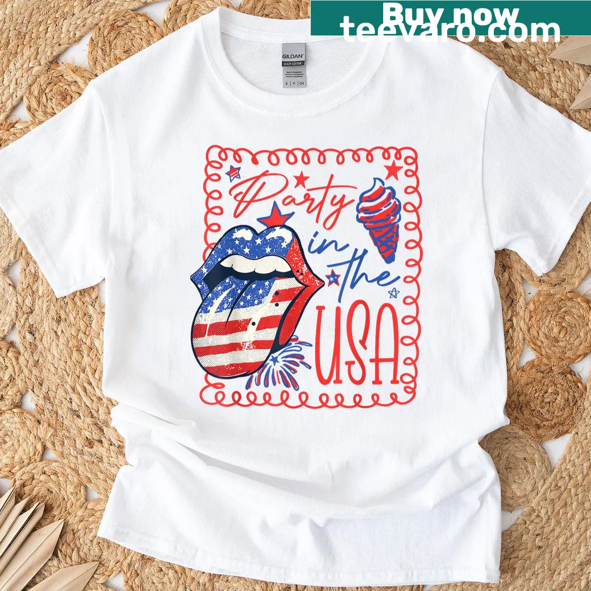 Playful Fourth of July illustration on a kids' t-shirt — on a men's t-shirt