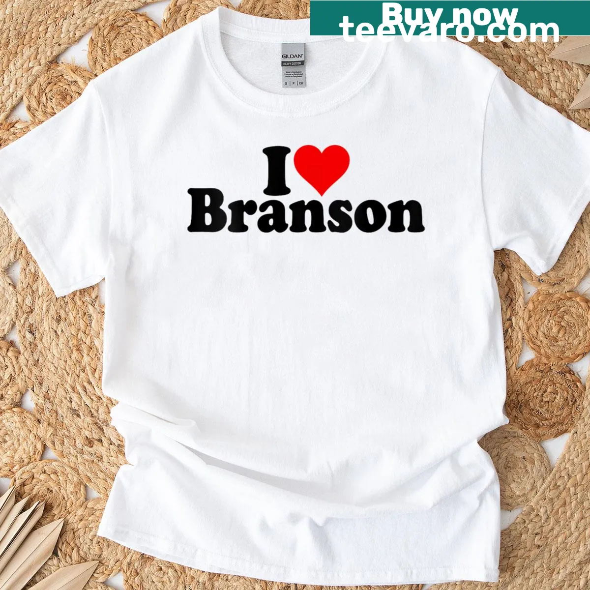 Heart graphic with 'I Love Branson' text on a t-shirt — on a men's t-shirt