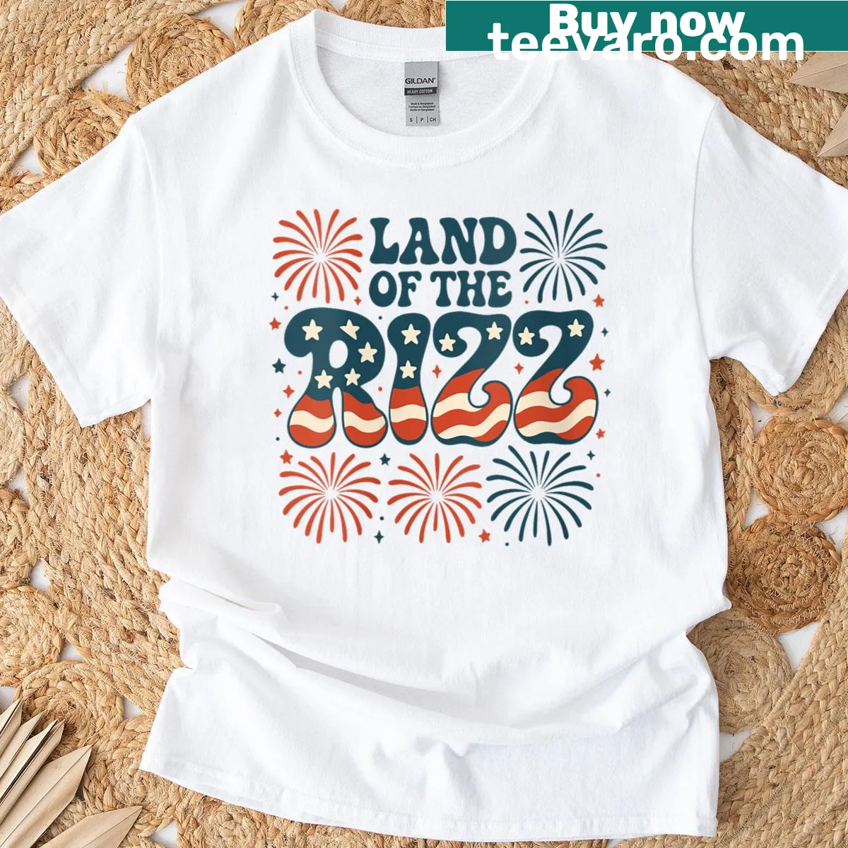 Vintage USA Fourth of July T-shirt with fireworks graphic — on a men's t-shirt