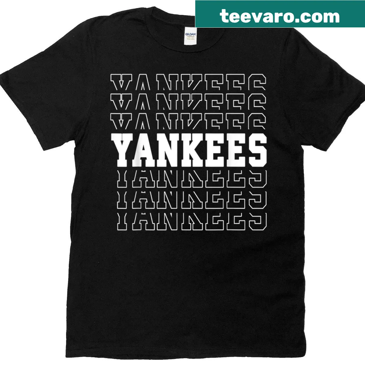 Vintage Yankees t-shirt with US flag design — on a men's t-shirt