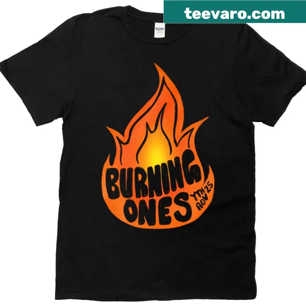 Illustrative T-shirt featuring imaginative Burning Ones design