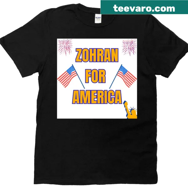 Zohran For America typography on a T-shirt