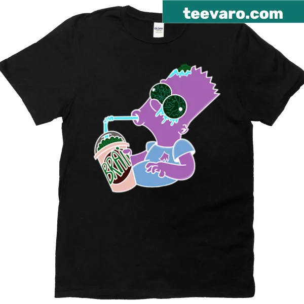 Cartoon zombie graphic on a Purple Brain Freeze T-shirt