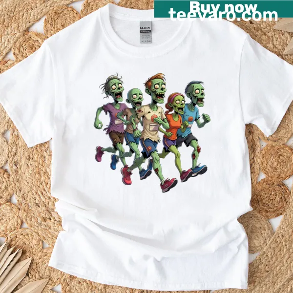 Illustration of running zombies on a T-shirt
