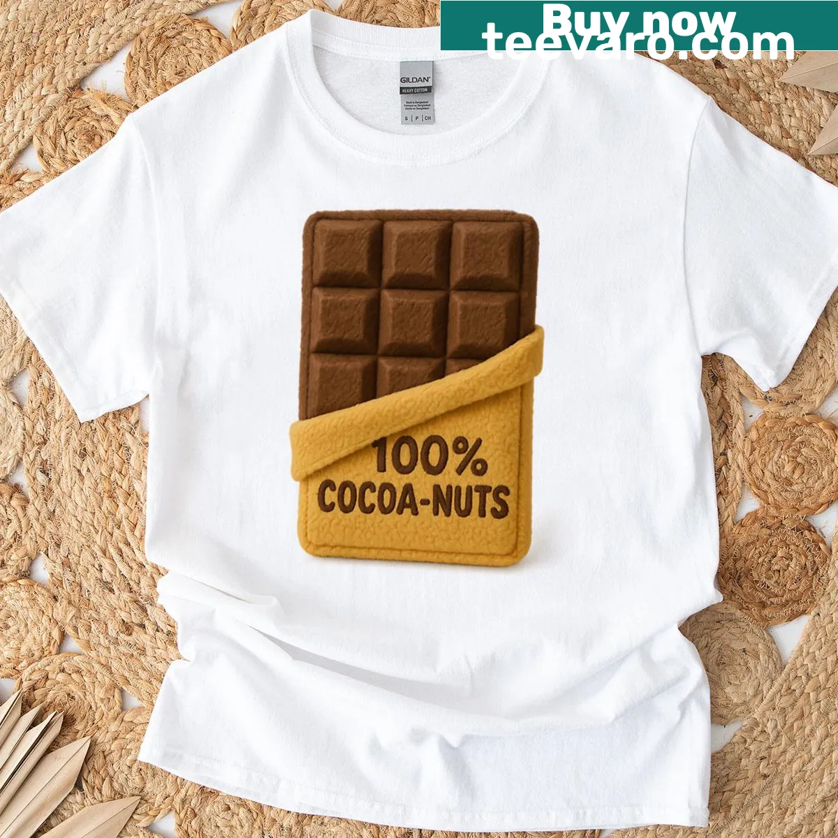 Whimsical chocolate-themed shirt with bold text proclaiming love for cocoa — on a men's t-shirt