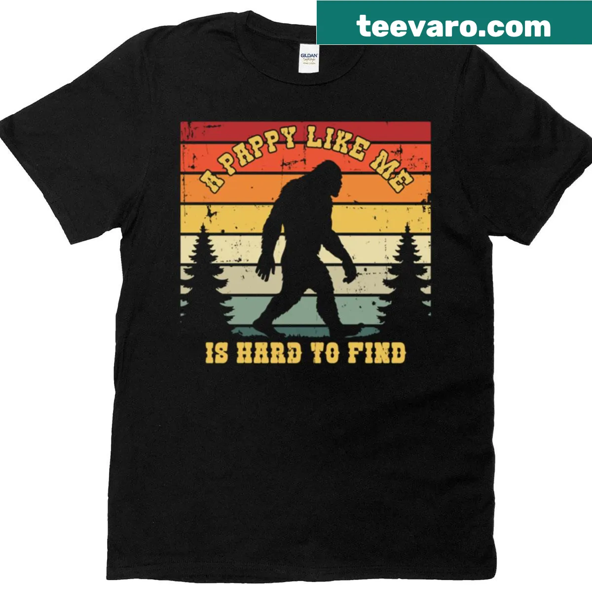Retro Bigfoot graphic with humorous text for grandpas — on a men's t-shirt