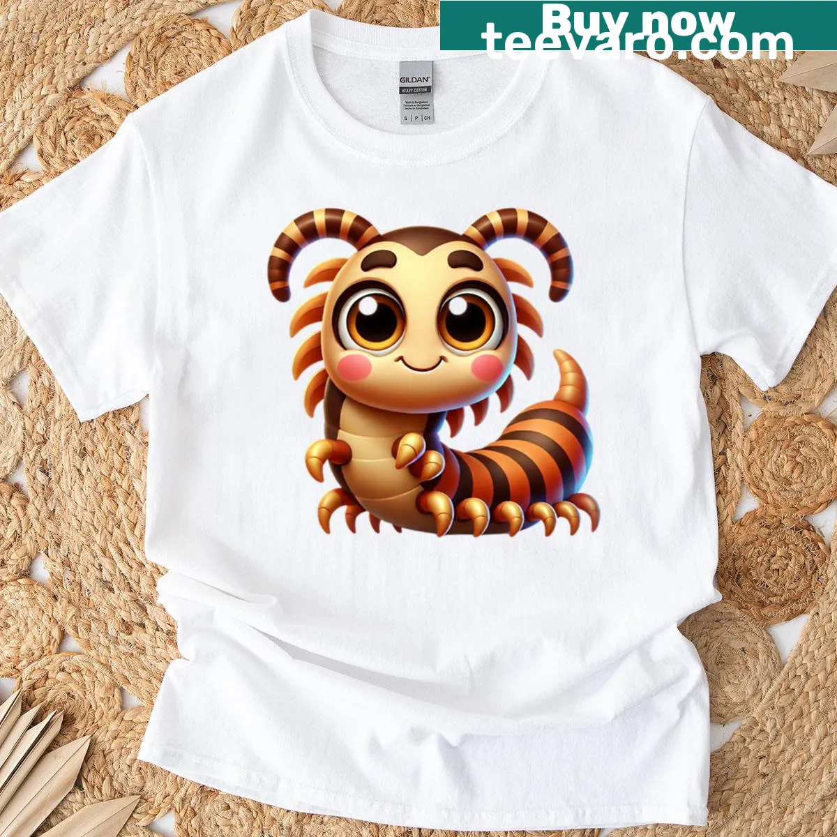 Cute oversized t-shirt featuring a giant desert centipede — on a men's t-shirt
