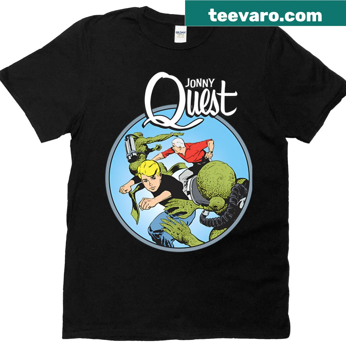Vintage cartoon design celebrating adventures in movies — on a men's t-shirt