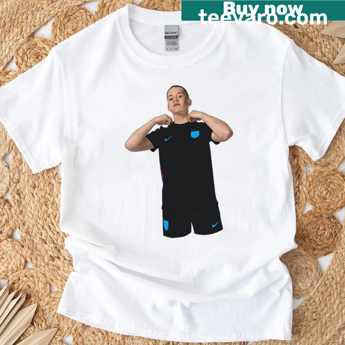 Minimalist Alessia Russo England Euro 2025 T-shirt — on a men's t-shirt